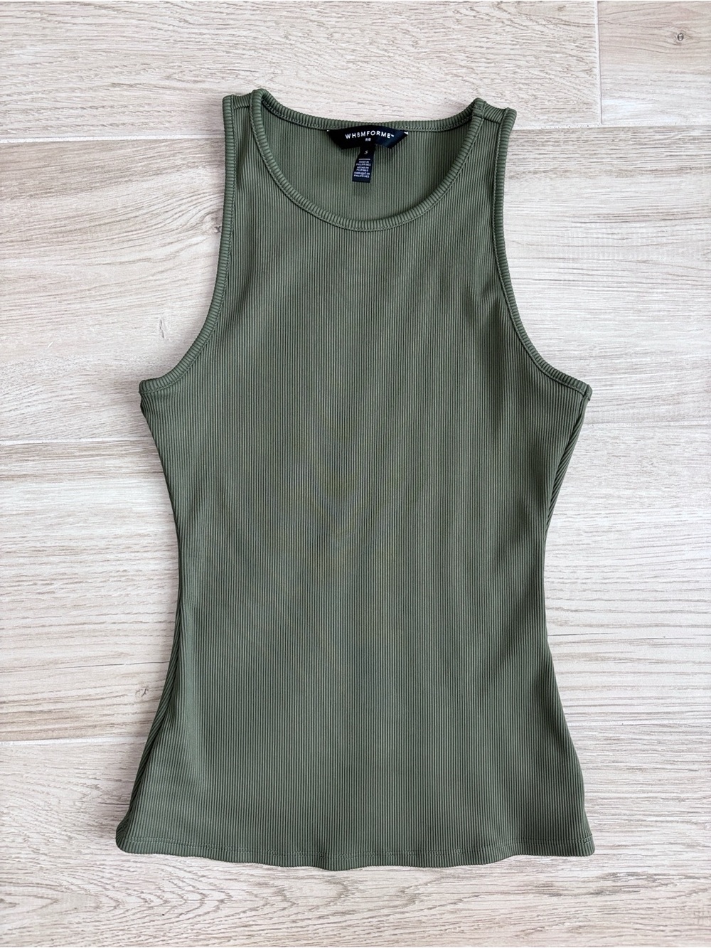 WHBM Forme Rib Olive Green Sleeveless Tank Top Women’s Small